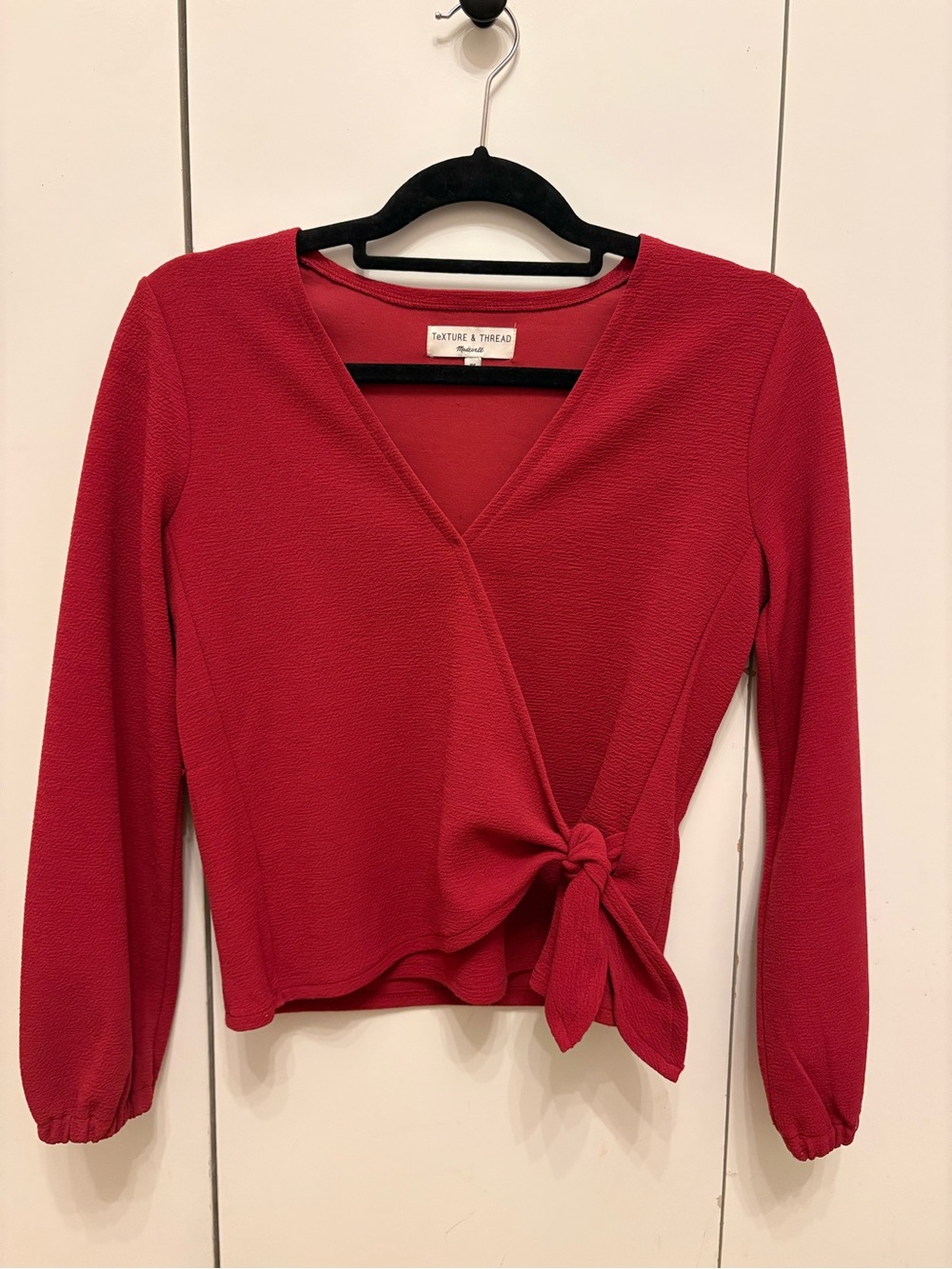 Madewell Red Tie-Waist Wrap Top